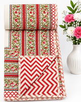 Ahaana red reversible Mulmul cotton dohar – styled view