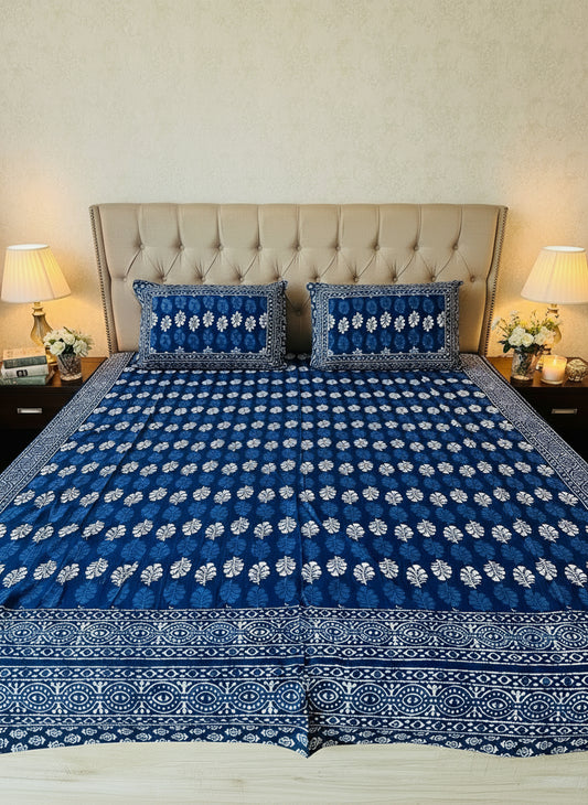 Anuradha - The Starry Bedsheet | Everyday Cotton | Indigo