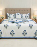 Arunima blue Everyday Cotton bedsheet – styled view