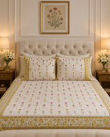 Basanti - Percale Cotton Bedsheet | Hand Block