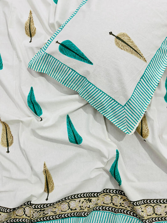 Kislaya - The Leaf Bedsheet | Soft Fine Cotton | Hand Block
