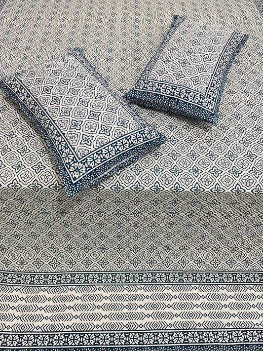 Chitralekha -The Pattern Bedsheet | Everyday Cotton | Blue