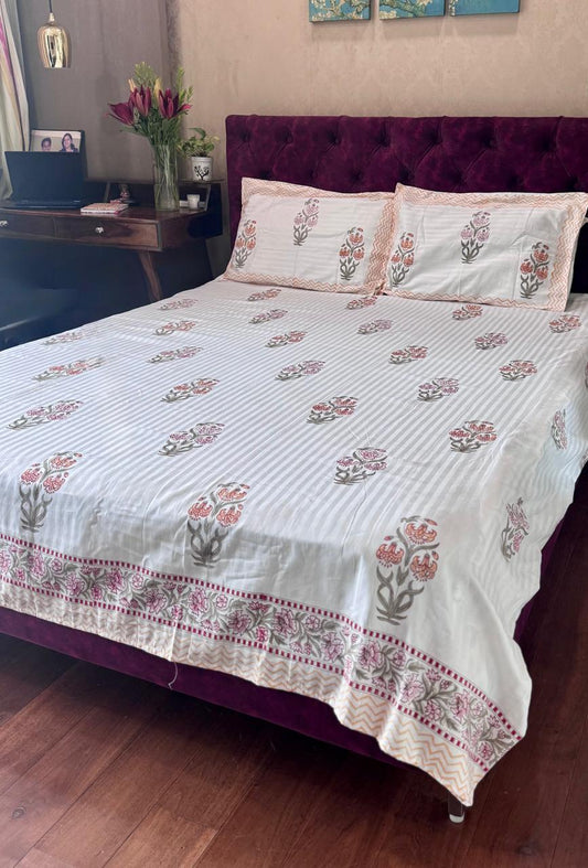 Gudhal - The Hibiscus Bedsheet | Hand Block | Luxe Cotton