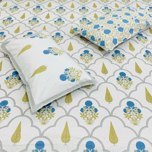 Gulaab - The Rose Bedsheet | Everyday Cotton | Blue