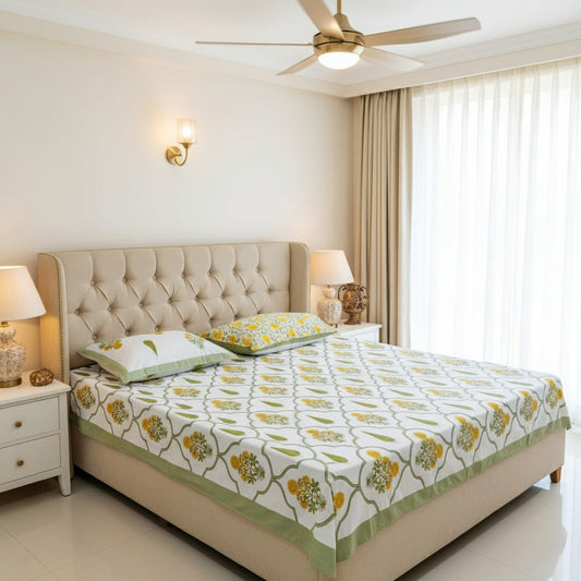 Gulaab - Everyday Cotton Bedsheet | Green