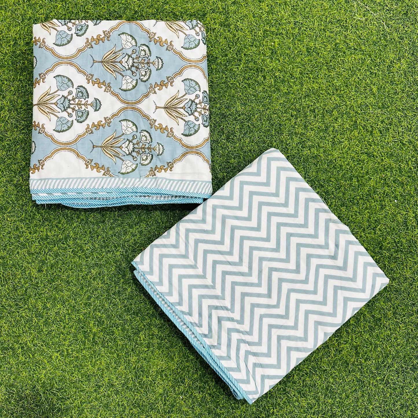 Guldasta - Reversible Cotton Mulmul Dohar | Blue