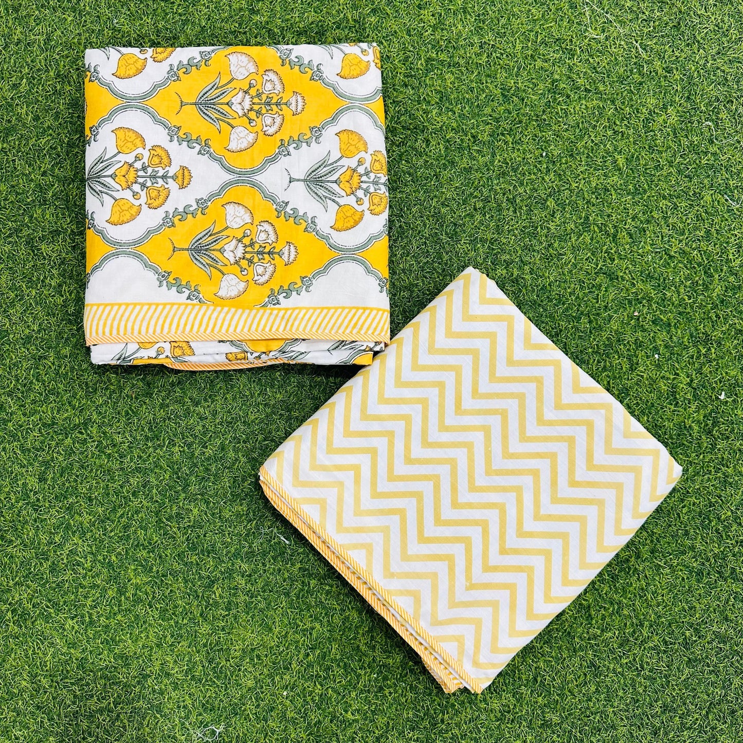 Guldasta - Reversible Cotton Mulmul Dohar | Yellow