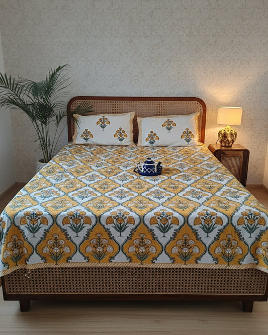 Guldasta - Everyday Cotton Bedsheet | Yellow