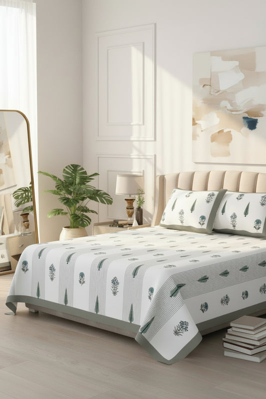 Gulmohar grey Everyday Cotton bedsheet – front view