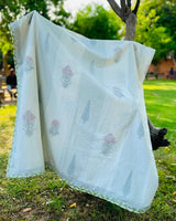 Gulmohar olive premium muslin cotton dohar – product view