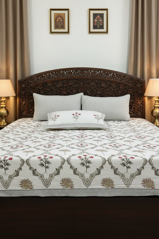 Gulnar - Fine Soft Cotton Bedsheet | Grey