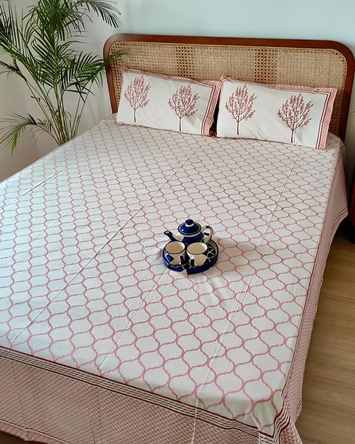 Jaali - Everyday Cotton Bedsheet | Pink