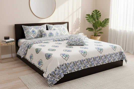 Kamini - The Blooming Bedsheet | Everyday Cotton | Blue