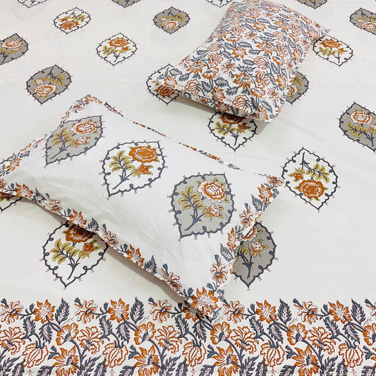 Kamini - The Blooming Bedsheet | Everyday Cotton | Orange