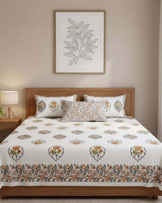 Kamini - Everyday Cotton Bedsheet | Orange