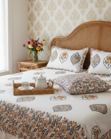 Kamini orange Everyday Cotton bedsheet – styled view