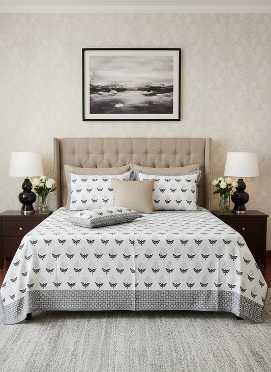 Manjari - The Bud Bedsheet | Everyday Cotton | Grey
