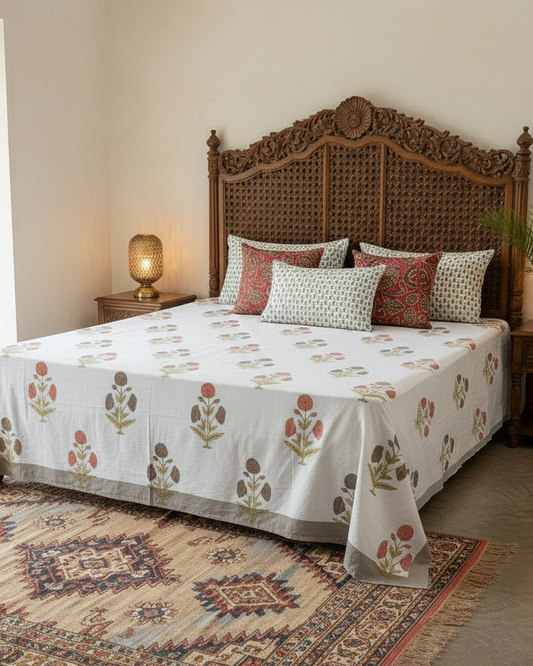 Nargis - Everyday Cotton Bedsheet | Grey Orange
