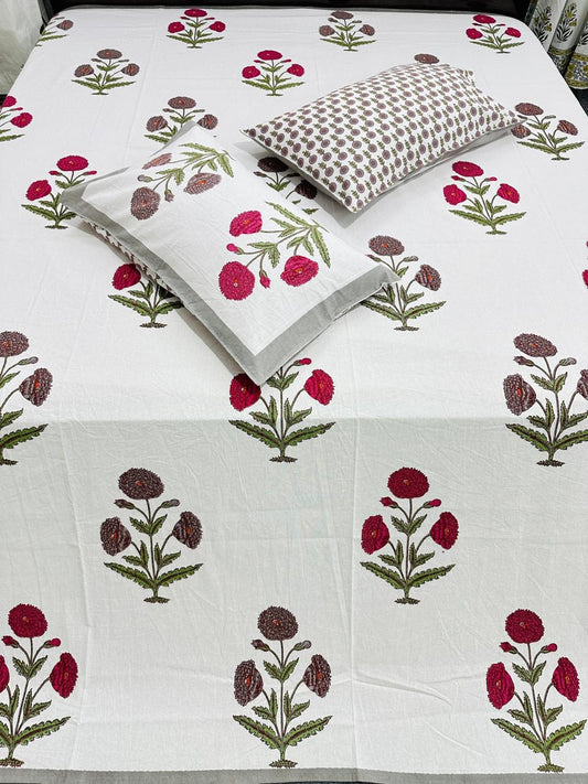 Nargis - The Daffodil Bedsheet | Everyday Cotton | Red
