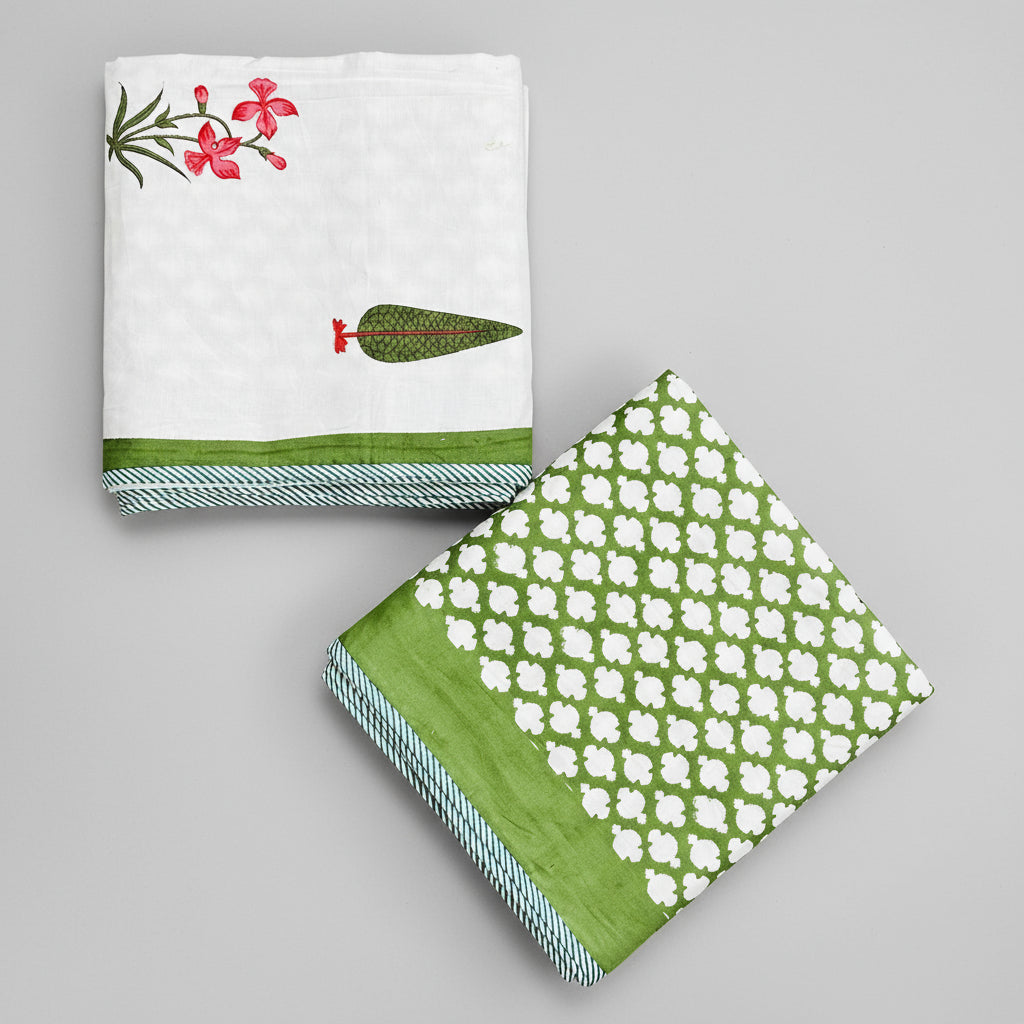 Pushpita - Reversible Cotton Mulmul Dohar | Green