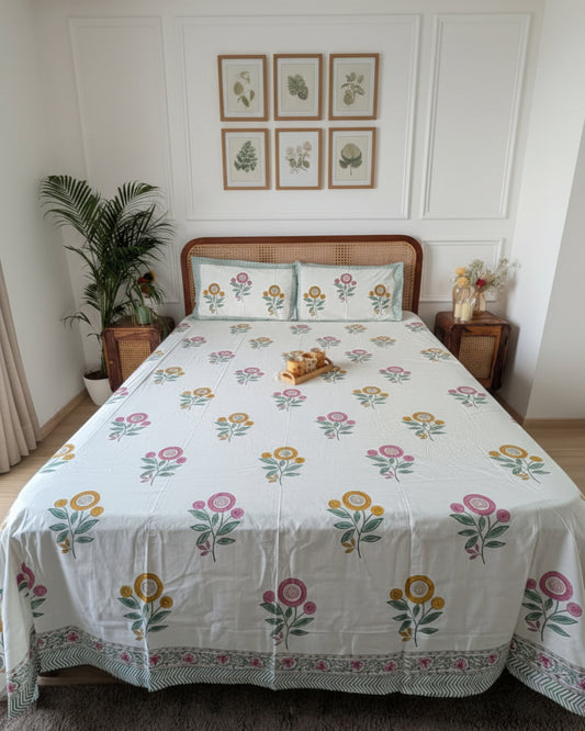 Saanjh - Everyday Cotton Bedsheet | Hand Block