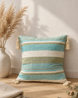 Stripe Sutra - Quilted Everyday Cotton Cushion Cover | Blue cushion cover