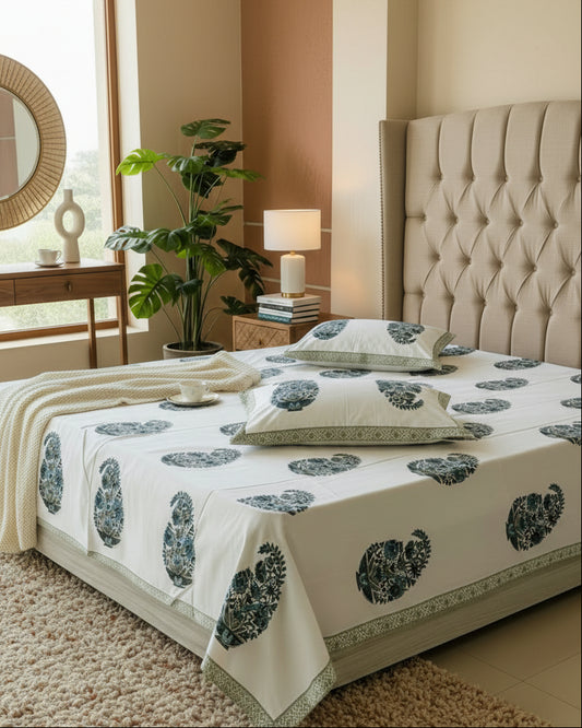 Sukoon - Soft Fine Cotton Bedsheet | Green