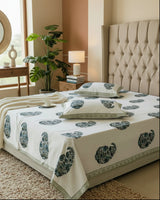 Sukoon green paisley pure cotton bedsheet – front view