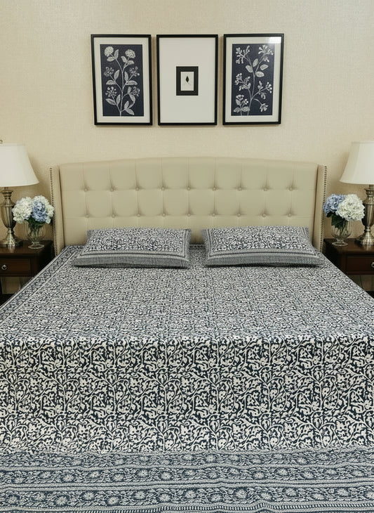 Vanalika - The Forest vine Bedsheet | Everyday Cotton | Blue