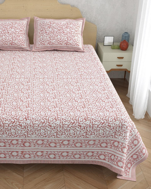 Vanalika - The Forest vine Bedsheet | Everyday Cotton | Pink