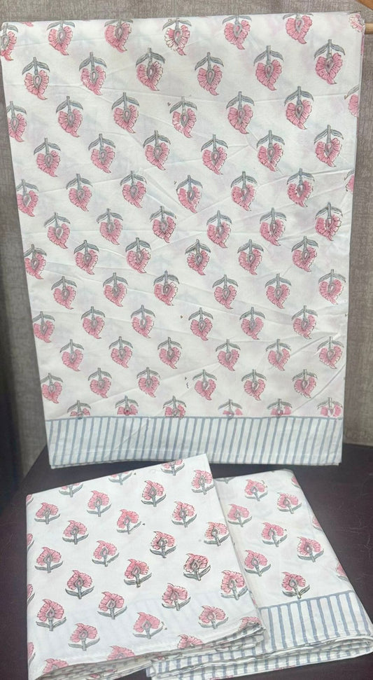 Maalya - The Garland Bedsheet | Hand Block| Percale Cotton