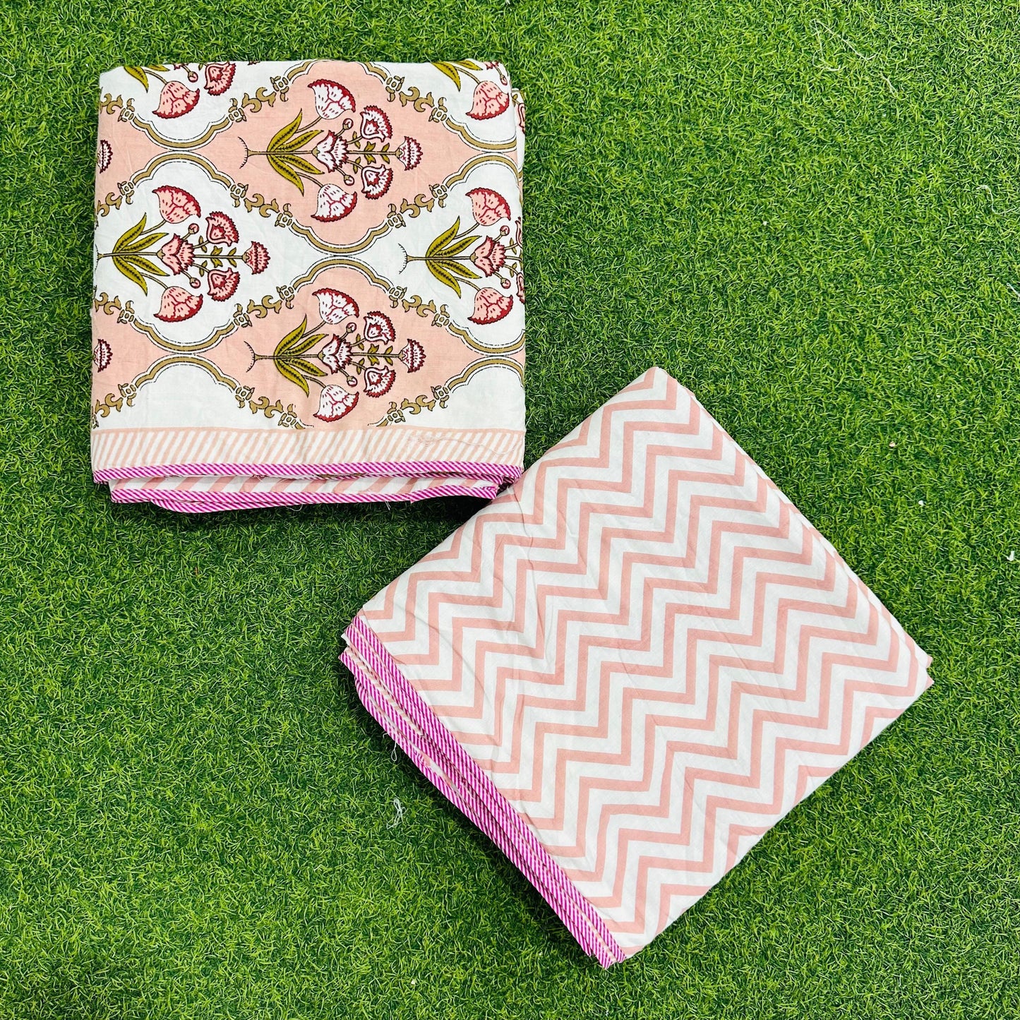 Guldasta - Reversible Cotton Mulmul Dohar | Pink