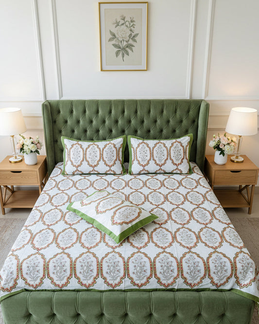 Dayra olive Everyday Cotton bedsheet – pillow detail