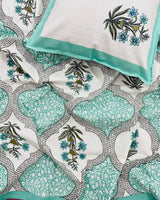 Neerja green floral pure cotton bedsheet – fabric close-up