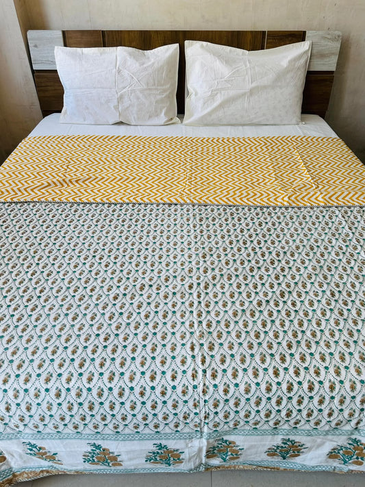 Zara - Reversible Cotton Mulmul Dohar | Yellow