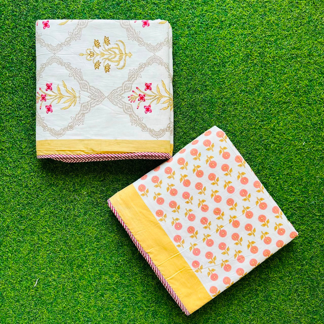 Mehek yellow reversible mulmul cotton dohar