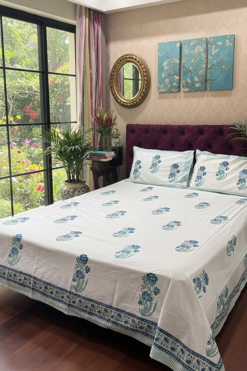 Afreen - Percale Cotton Bedsheet | Hand Block