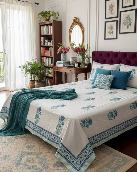 Afreen - Percale Cotton Bedsheet | Hand Block