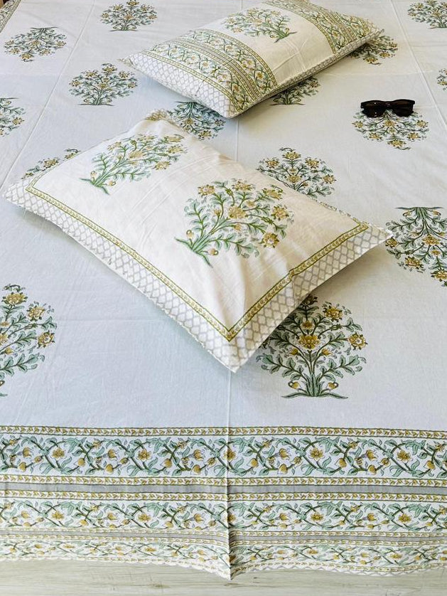 Ahaana - Everyday Cotton Bedsheet | Green
