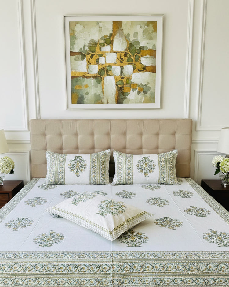 Ahaana - Everyday Cotton Bedsheet | Green