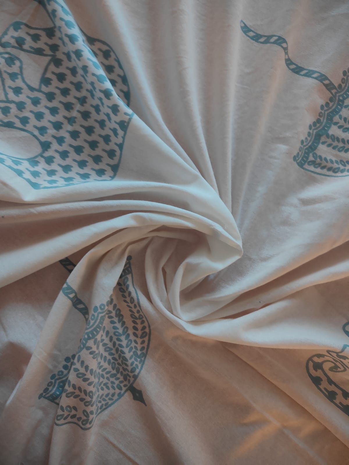 Airawat: The Elephant Bedsheet | Soft Fine Cotton | Blue