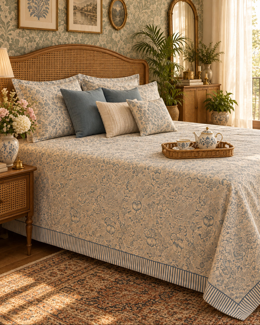Alpana - Percale Cotton Bedsheet | Hand Block