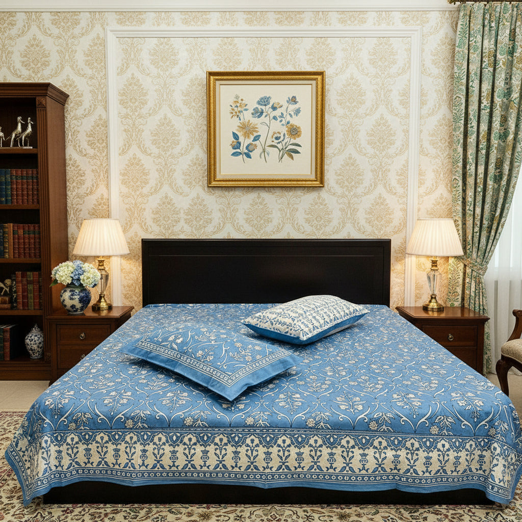 Amod - The Fragrant Bedsheet | Everyday Cotton | Blue