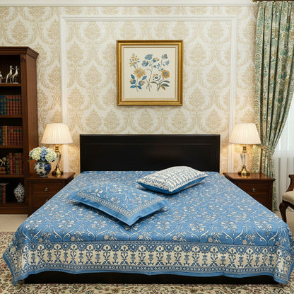 Amod blue everyday cotton bedsheet – front view