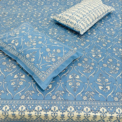Amod blue everyday cotton bedsheet – matching pillow cover detail