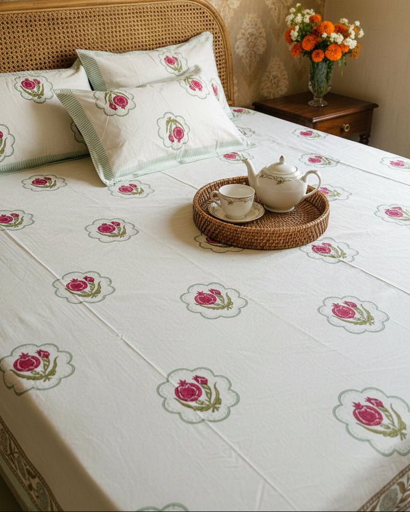 Anaar - Everyday Cotton Bedsheet | Hand Block