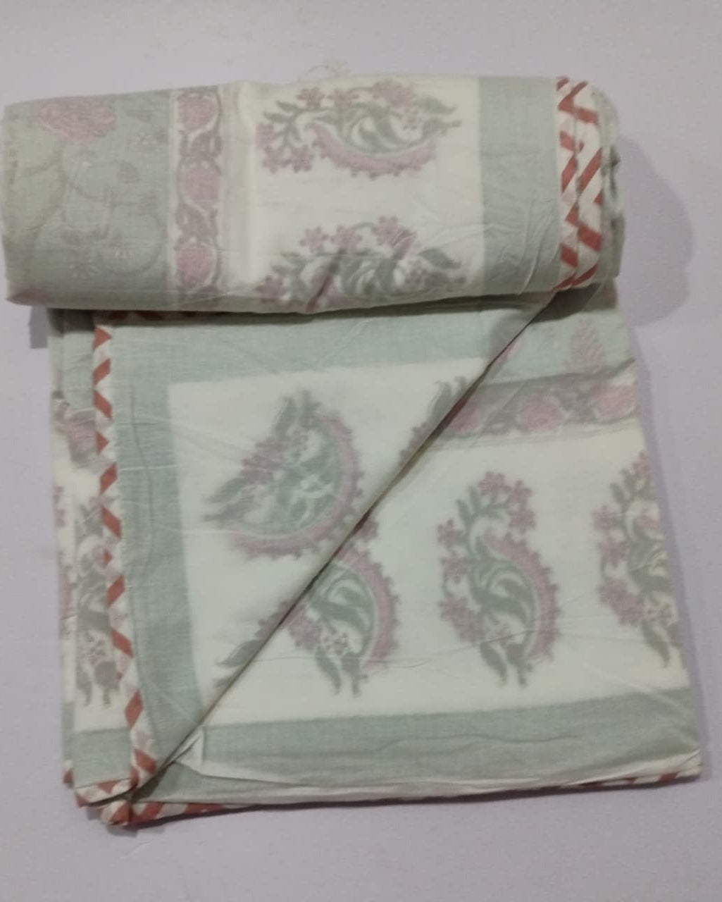 Anvita green Muslin cotton dohar – fabric detail