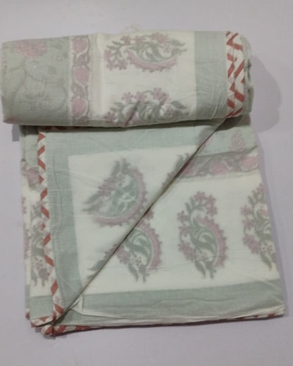 Anvita green Muslin cotton dohar – fabric detail