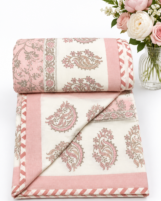 Anvita pink Muslin cotton dohar – styled view