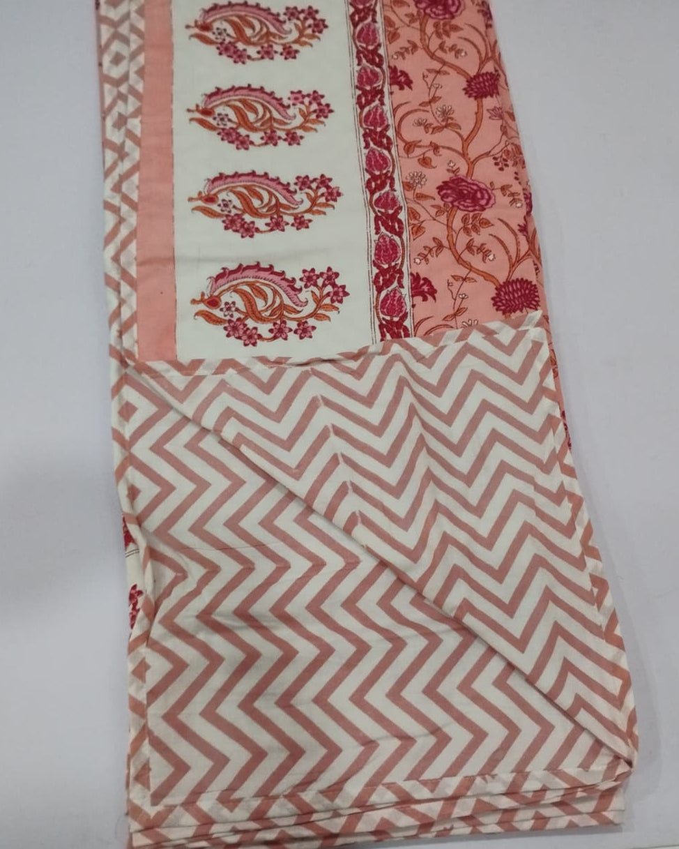Anvita pink reversible Mulmul cotton dohar – front view